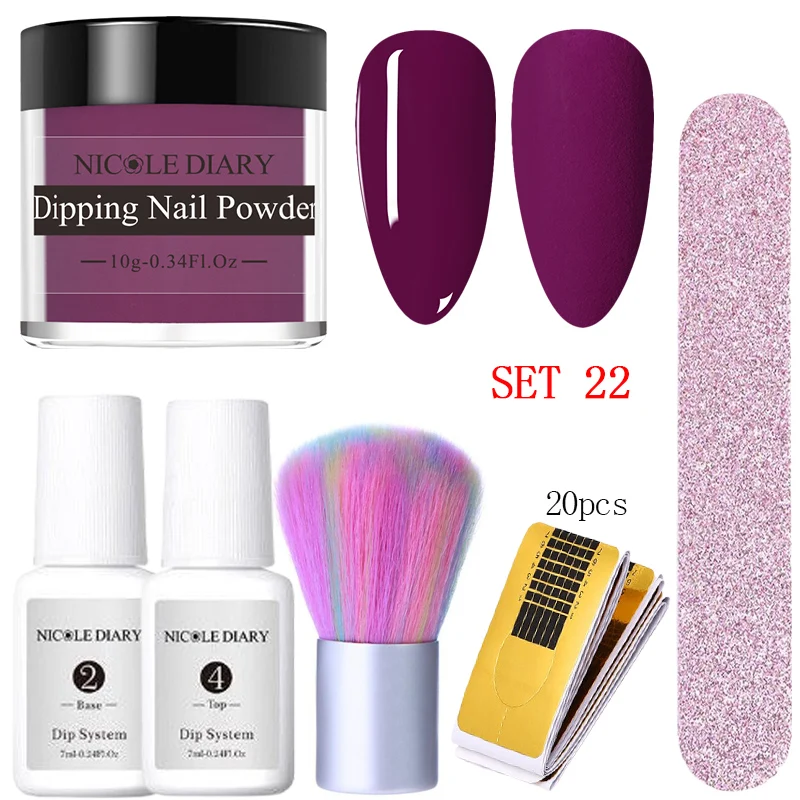 NICOLE DIARY Dipping Nail Powder Matte Luminous Nail Glitter Powder Set