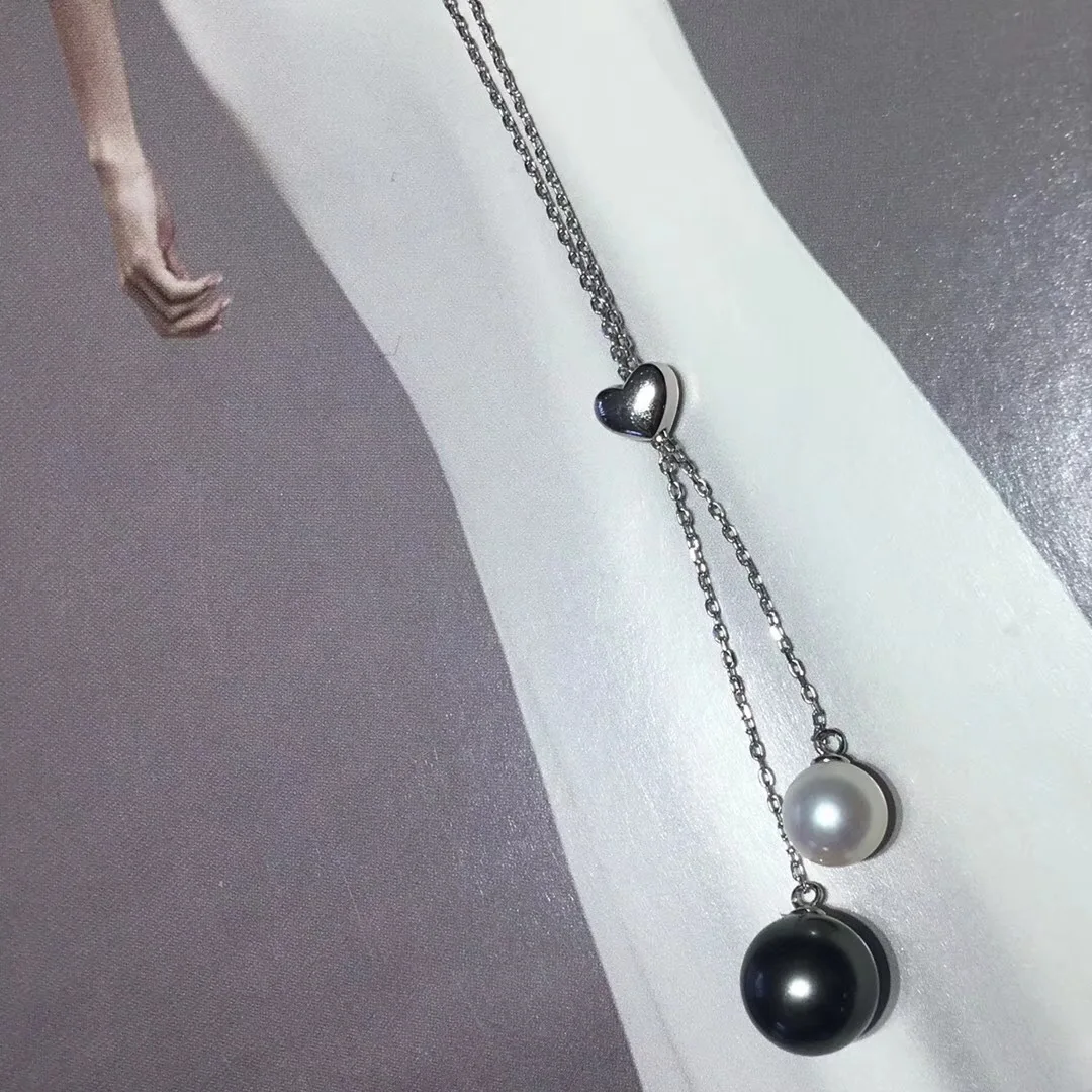 

Butterfly Home Jcyxs3z5cjh Heart 925 Silver Y Word Necklace 9-10 round Glare Black Pearl 8-9 round Natural Pearl