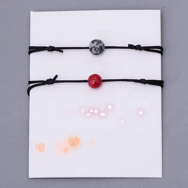 Модный комплект одежды из 2 шт./компл. ручной работы красная веревка тканый браслет из бисера матовый лавовый камень браслет из натурального камня подарок для пар, Винные бокалы для ювелирных изделий - Окраска металла: B1036-14