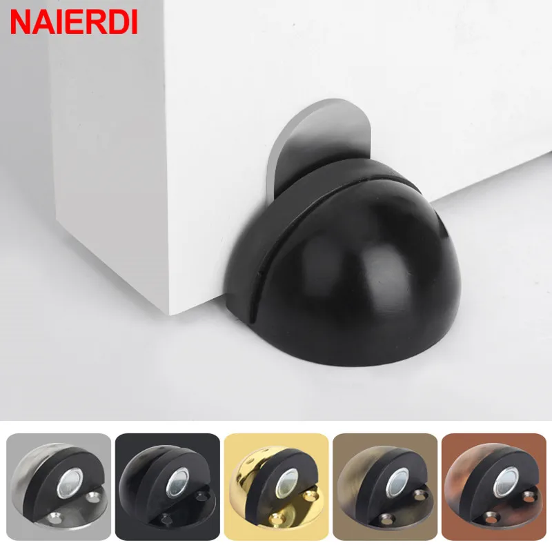 Door Stopper Magnetic Door Stopper NAIERDI Magnet Door Stops Stainless Steel Door Holder Magnetic Stopper Non-punch Doorstop Furniture Hardware