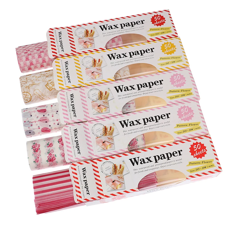 50Pcs Wax Paper Food Wrappers Food Grade Grease Paper Baking Tools Bread Sandwich Burger Fries Package Wrapping Paper