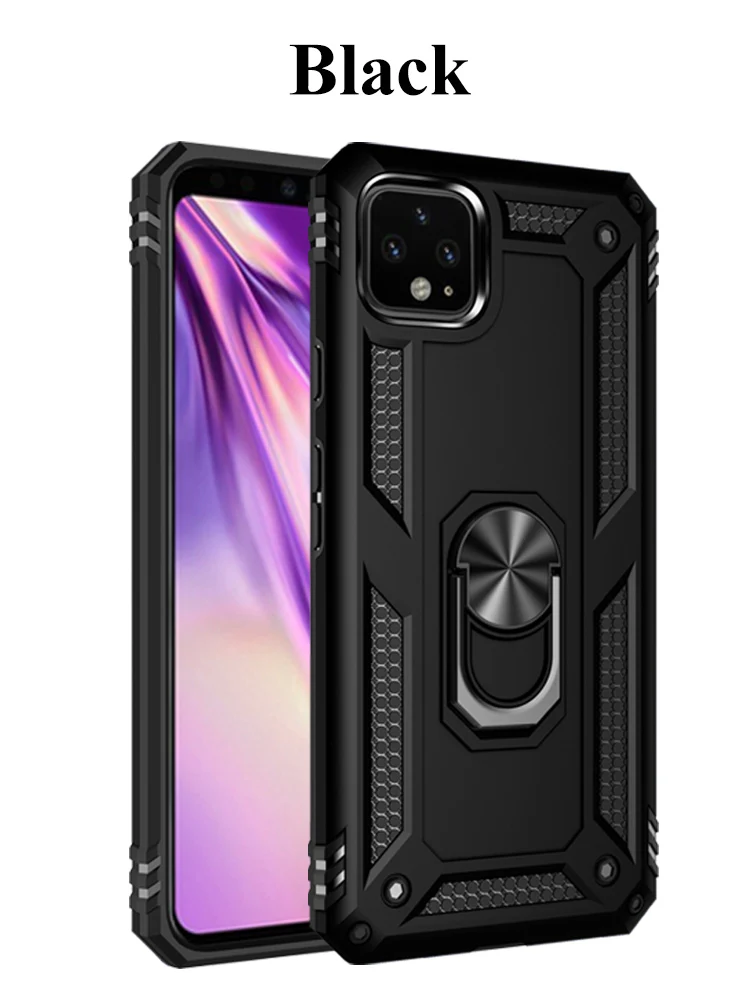 Противоударный чехол для huawei P20 Lite Pro Чехол сверхмощный Huwei P 20 светильник 20lite 20pro защитный бампер кольцо держатель броня подставка - Цвет: Black