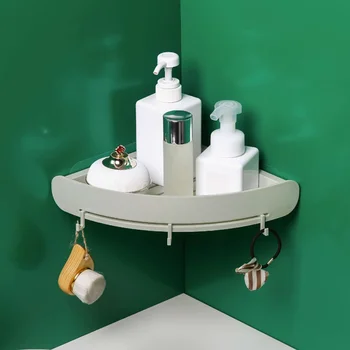 

Corner Triangular Storage Shelf Shower Wall-mounted Storage Rack Bathroom Organizer Durable Plastic Bathroom Storage Shelf x