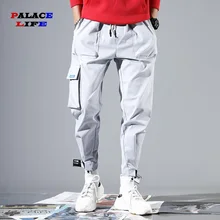 Весенне-осенние брюки карго в стиле хип-хоп мужские брюки до щиколотки Мужские штаны для уличного бега однотонные брюки с карманами для мужчин