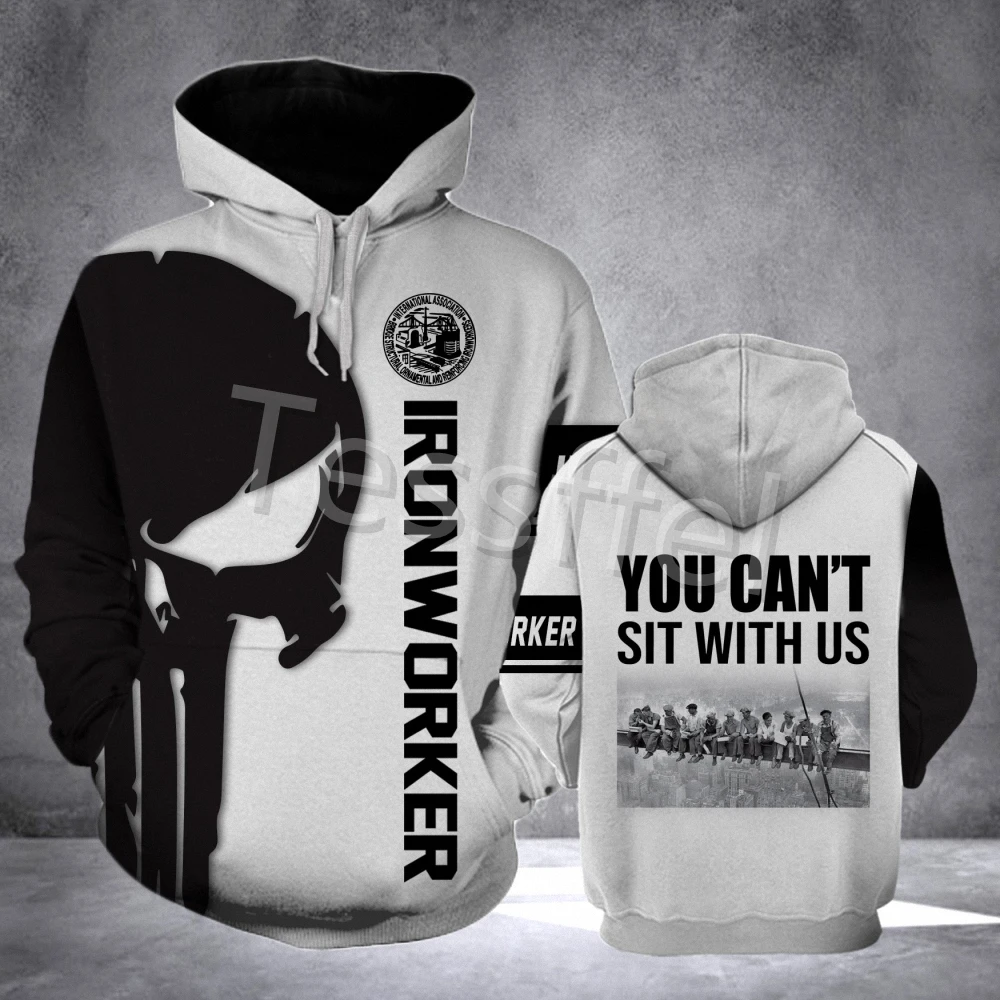 

Tessffel Punisher Ironworker Hoodies 3D Printed Skull Men's Hooded Creative Sweatshirt Fashion Autumn/Winter Pullover Style-15