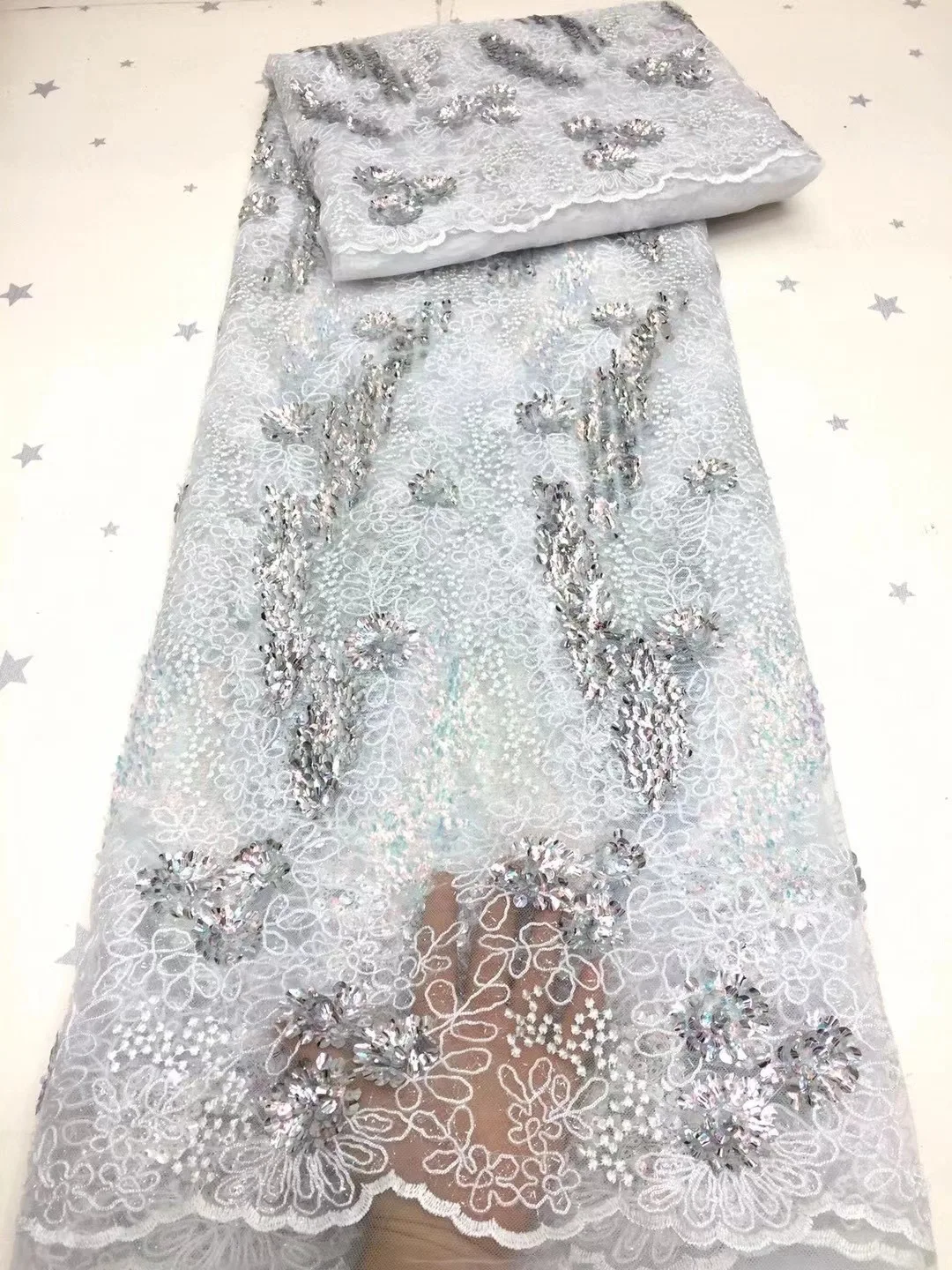 

New Sequined Golden Yellow African Lace Fabric 5 Yards High Quality Nigerian Women Married French Tulle Embroidery Lace D4511