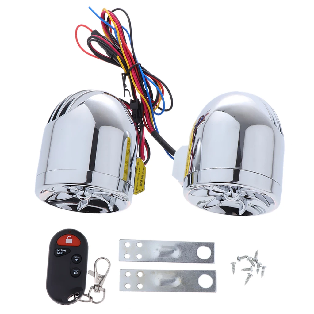 Motorcycle Alarm Audio Sound System Stereo Speakers,Radio/MP3 Music Player,Remote Control Alarm Speaker