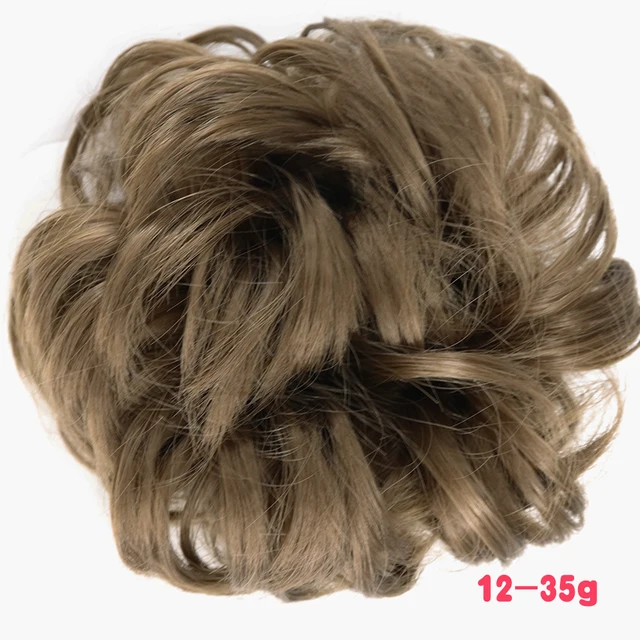 MERISIHAIR Synthetic Girls Curly Scrunchie Chignon With Rubber Band Brown Gray Hair Ring Wrap On Messy Bun Ponytails 35g-12