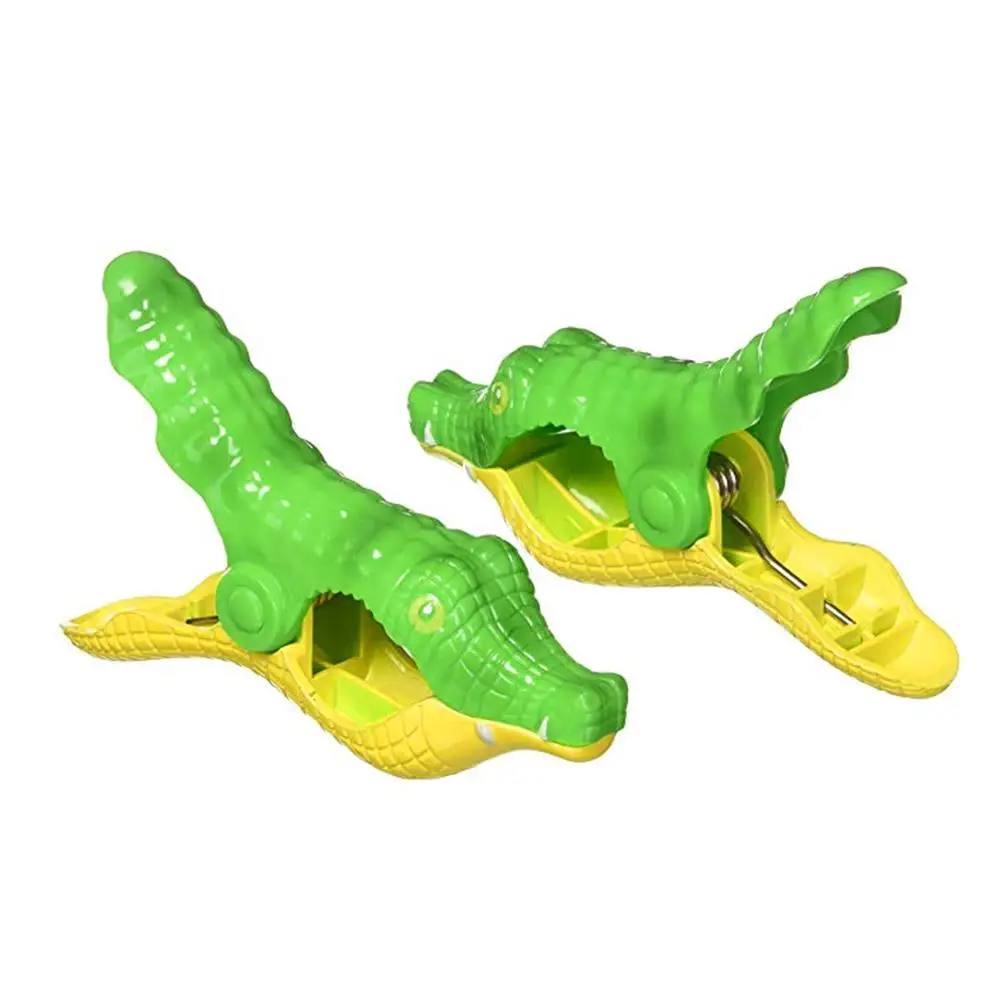 

2pcs Crocodile Beach Clip Plastic Cartoon Clip Lazy Hanger Clip Windproof Clip Simulation Animal Plastic Clip High Quality