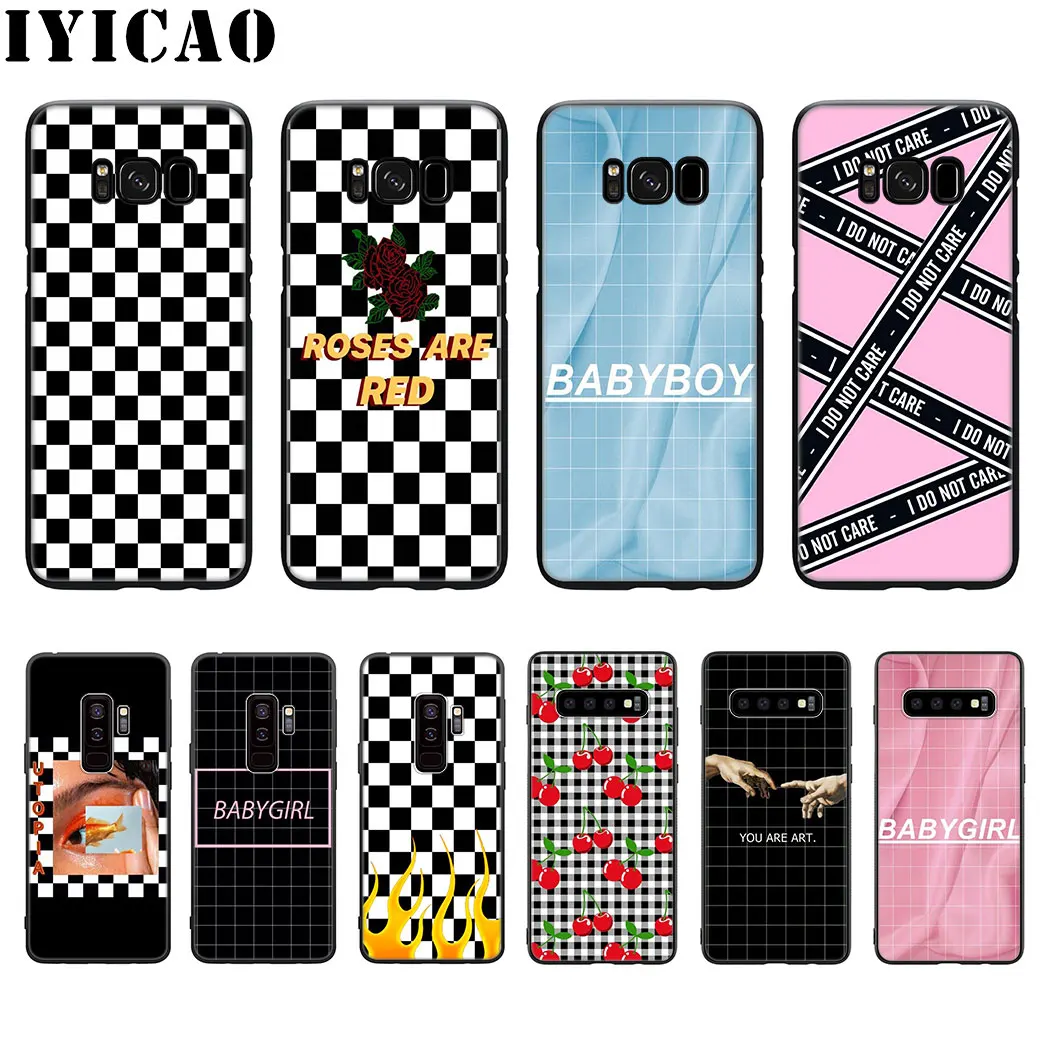 Клетчатый Мягкий силиконовый чехол в шахматную клетку для Samsung Galaxy S20 S10 S9 S8 Lite Plus