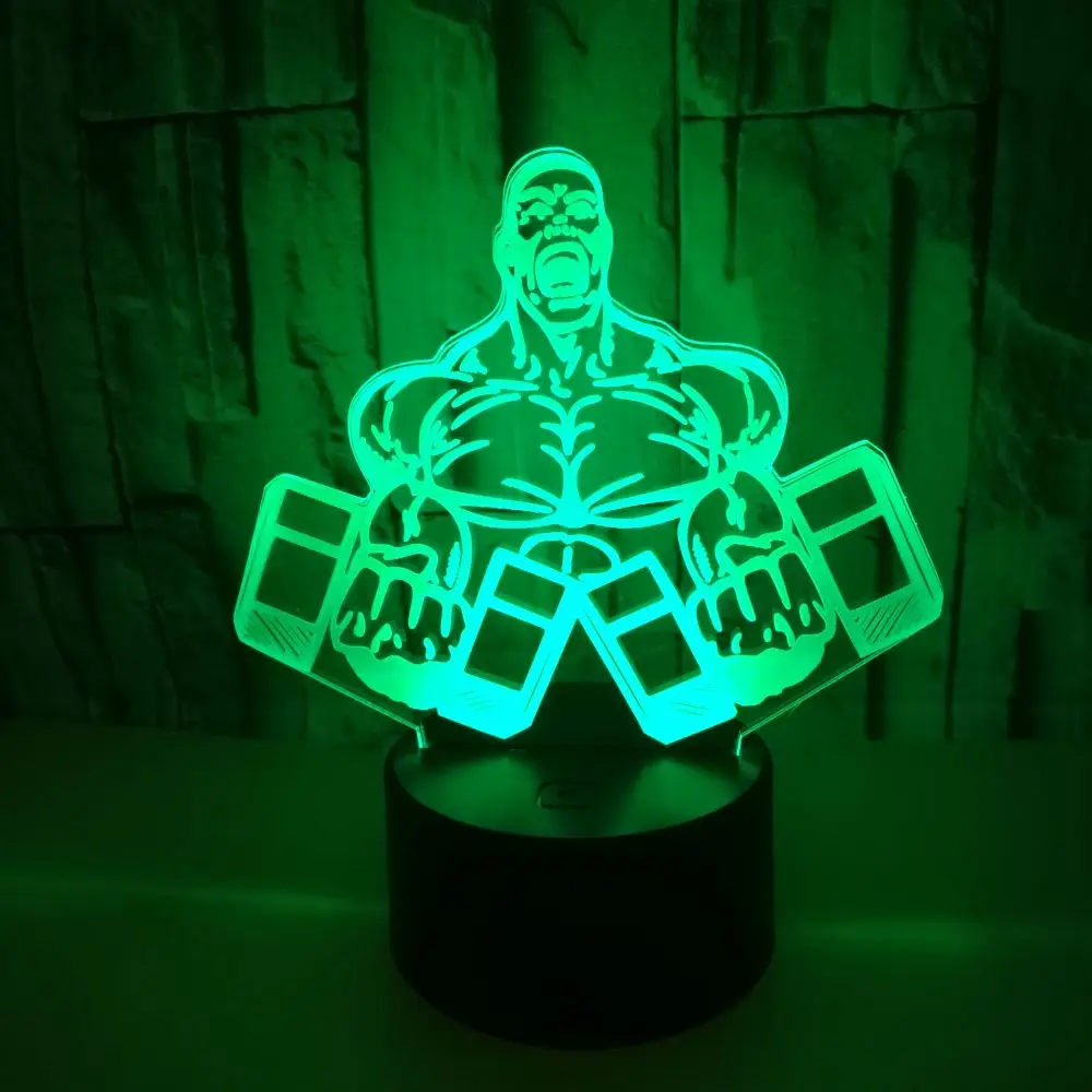 

Dumbbell Muscle Man Shape 3D Nightlight Bedroom Table Lamp 7 Colors Visual LED Lampara Bodybuilding Decor Sleep Lighting Gifts