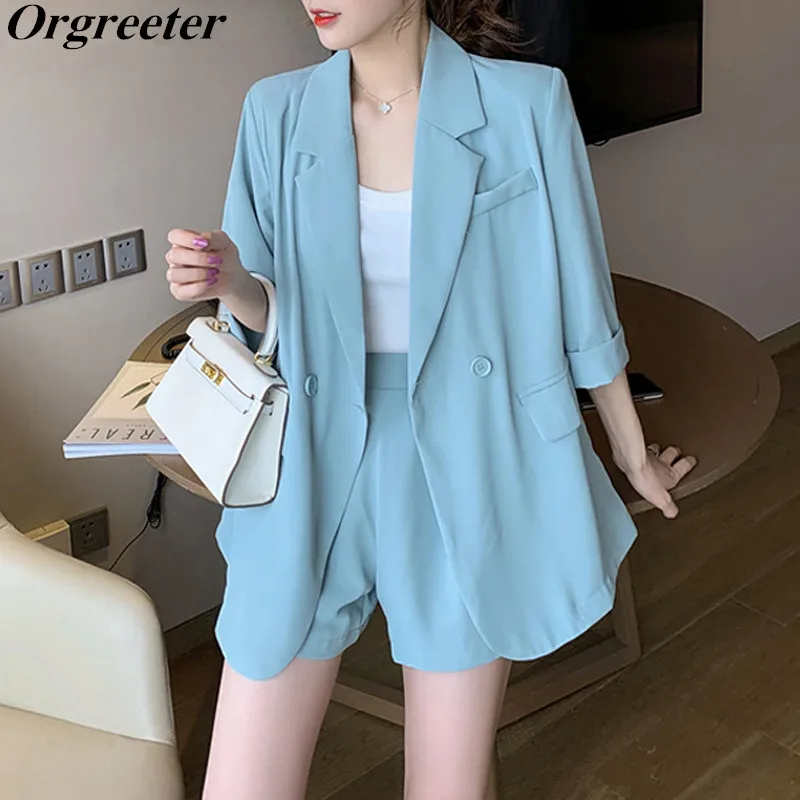 Костюм с пиджаком костюм 2020 Лето Элегантный короткий рукав тонкий женский пиджак