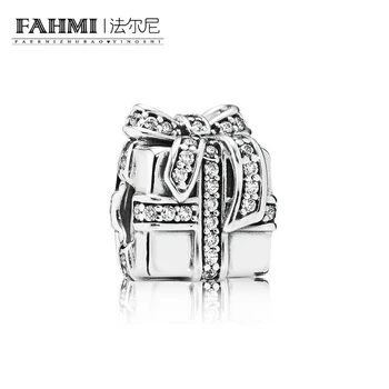 

FAHMI 100% 925 Sterling Silver 1:1 Authentic 791400CZ Bow & Heart Clear CZ Charm Bracelet Original Women Jewelry