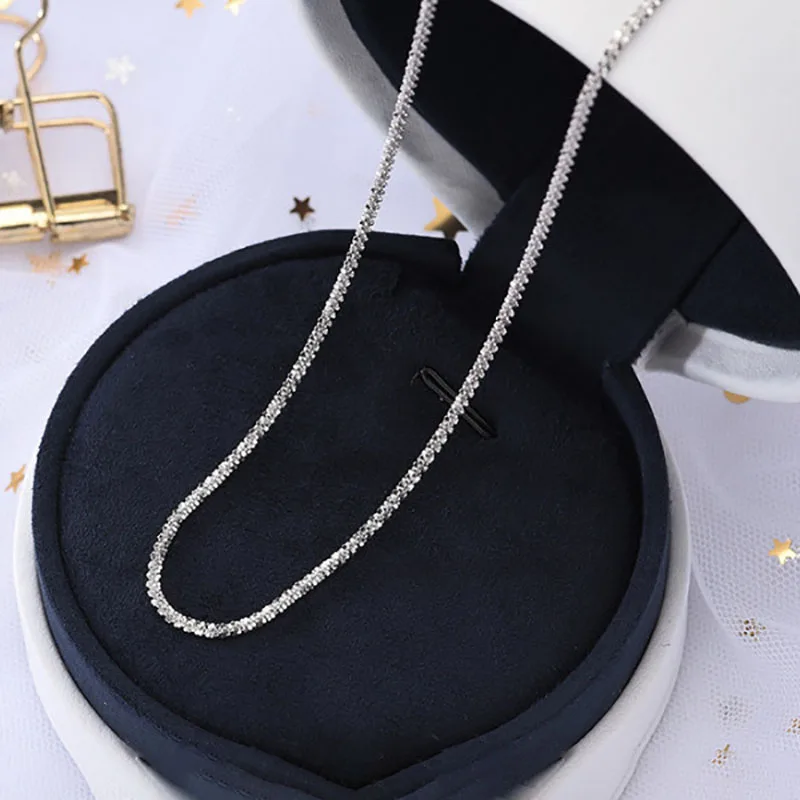 Sterling 925 Silver Star Round Bead Choker Necklace Elegant Simple Korea Style Necklace for Women Trendy Girls Festival Jewelry