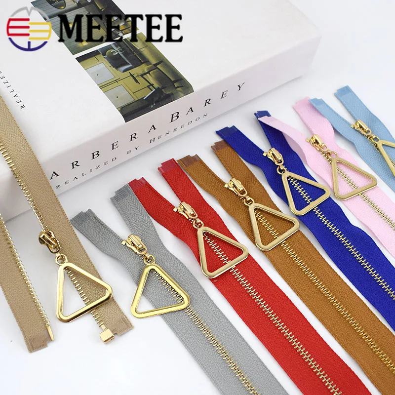 Meetee 2pcs 40-70cm 3# Metal Zippers Open-End Auto Lock Gold Zipper DIY Bags Purse Garment Decor Zip Sewing Accessories ZA043 | Дом и сад