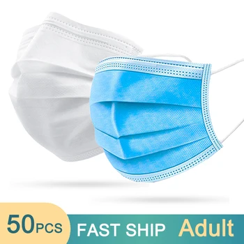 

50/100 Pcs Disposable Face Mask Anti Dust Personal Protect Mask 3 Ply Ear Loop White Unisex Mouth Masks Masque 2020