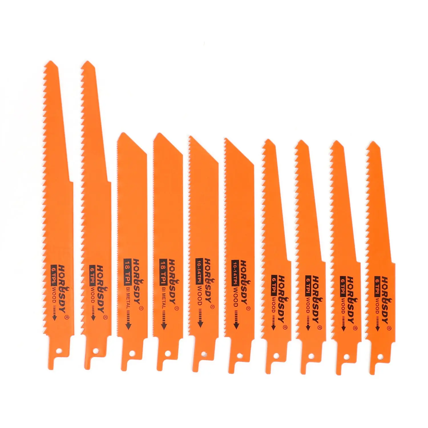 

HORUSDY 10Pcs Reciprocating Saw Blades Set Electric Saw zall Hackzall Metal Wood 1/2" for Cutting Metal Materials