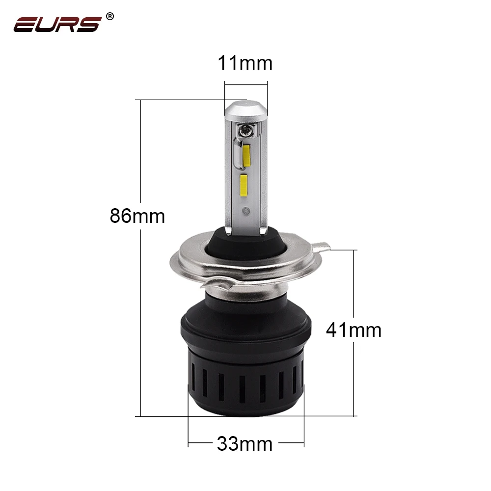 EURS 2 шт H7 H11 светодиодный Canbus лампы 96 W 9600LM фар автомобиля H4 Hi/Lo луч H1 H3 H9/H8 6000 K зэс