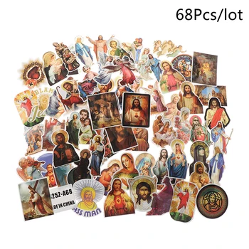 

68pcs Jesus Christian Prayer Cartoon Stickers Toy Luggage PVC Sticker Motorcycle And Luggage Notebook Blessing Sticker
