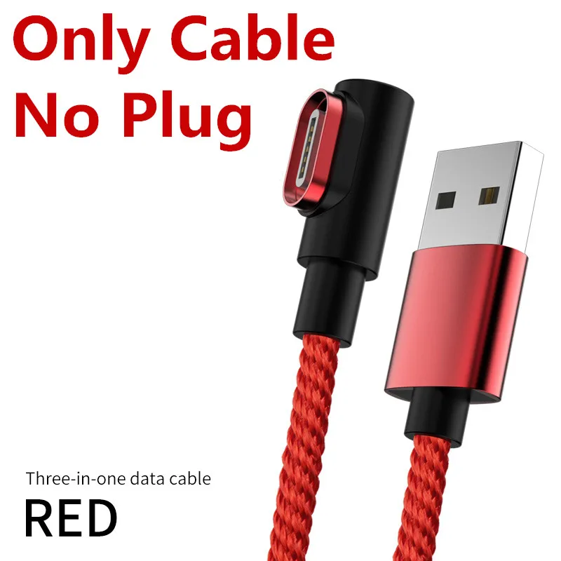 Красный Магнитный usb-кабель 90 градусов 3A Micro USB зарядное устройство type C кабель для передачи данных для samsung huawei Xiaomi type-C магнитное зарядное устройство - Цвет: Красный