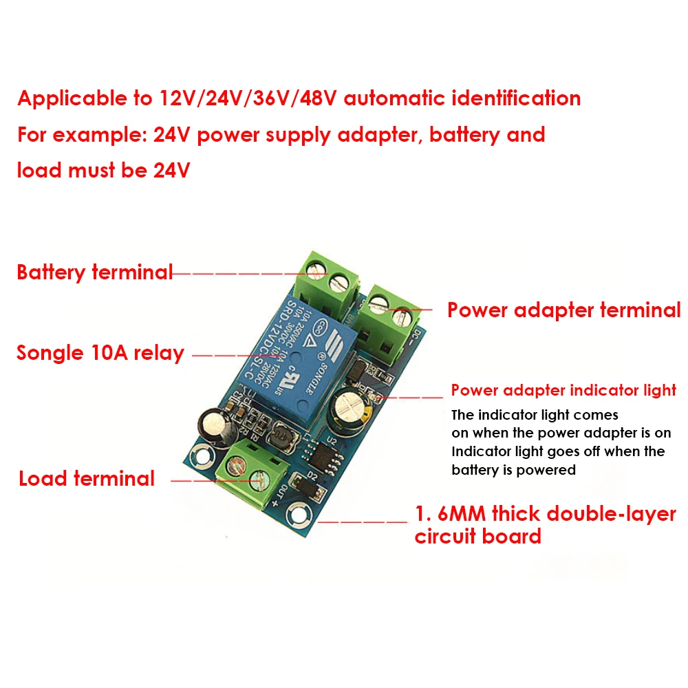 Access Control Power Supply DC 12V 24V 36V 48V 10A Power Supply Battery Controller Backup Battery Control Board Automatic Emergency Power Transition Module