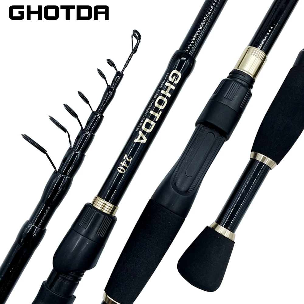 

Power Spinning Fishing Rod Travel Rod 1.6m-2.4m Ultralight Carbon Telescopic Lure Fishing Rod Set with Reel Bait Wt:10-30g