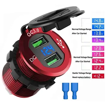 

Dual USB Charger Socket Power Outlet Adapter Suitable For Cell Phone QC 3.0 Quick Car Durable Charging Adapters Sockets