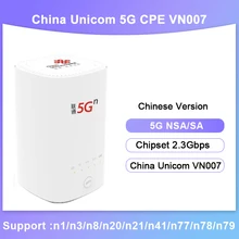 Novo desbloqueado china unicom vn007 5g cpe roteador sem fio nsa sa 2.3gbps sim slot roteador malha wifi 5g cpe modem sem fio de alta potência