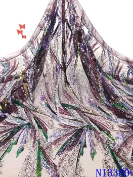 

NIAI New Arrival African Lace Fabric 2020 High Quality Lace Sequins French Nigerian Mesh Lace Fabrics For Wedding Sewing NI3380