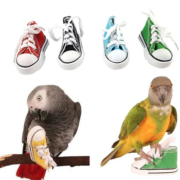

Sneakers Shape Standing Cage Hanging Games Home Funny Mini Canvas Chewing Random Color Bird Toy Safe High Quality & Durable