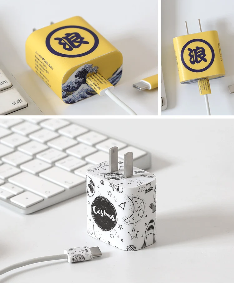 Прекрасный мультяшный usb-кабель DIY наклейки для зарядного устройства защитный чехол шнур защита провода крышка для Ipad 11 12 iPhone pro 11 Max зарядное устройство