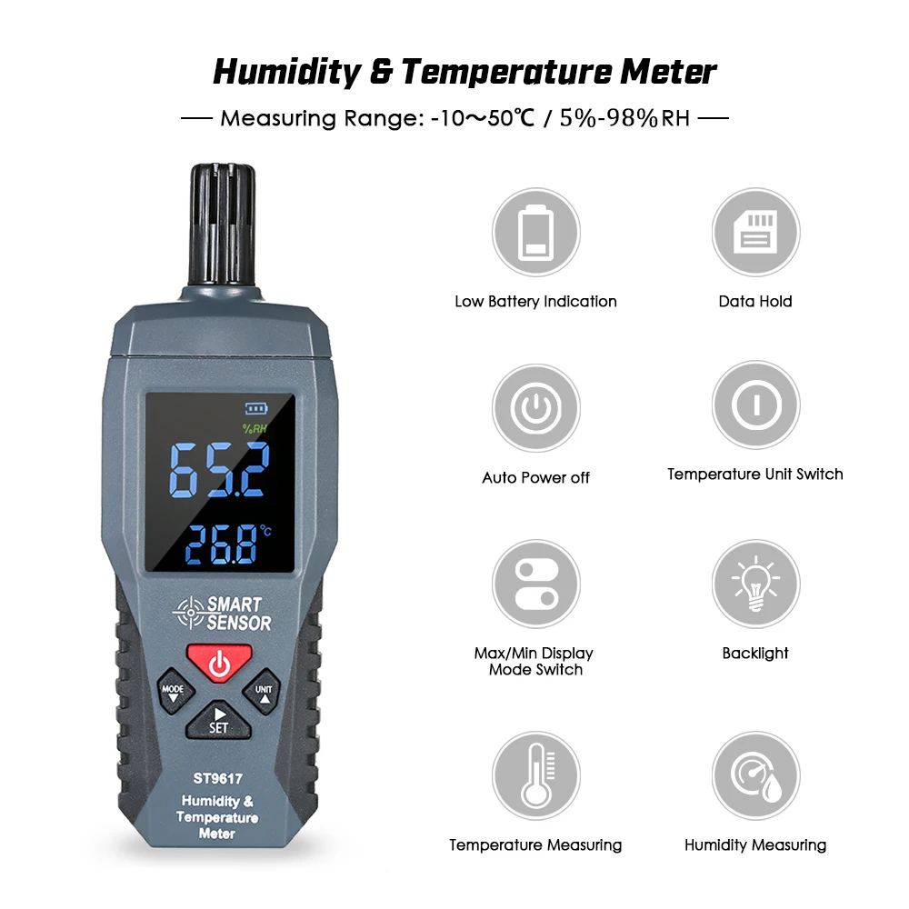 

Humidity & Temperature Meter High Accuracy Digital LCD Display Humidity Hygrometer Temperature Meter Thermometer Gauge Tester
