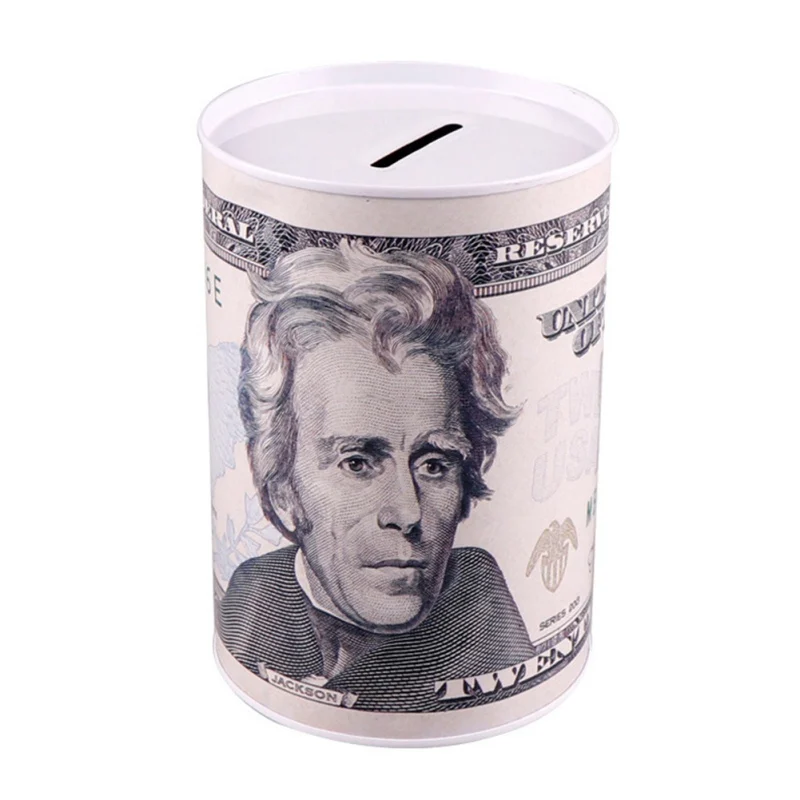 Металлический цилиндр Копилка евро, доллар коробка для картин экономия денег декоративная коробочка - Цвет: B