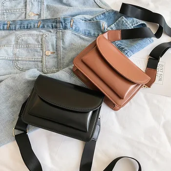 

2020 new small bag women retro wide shoulder strap small square bag Korean version one shoulder messenger bag fashion