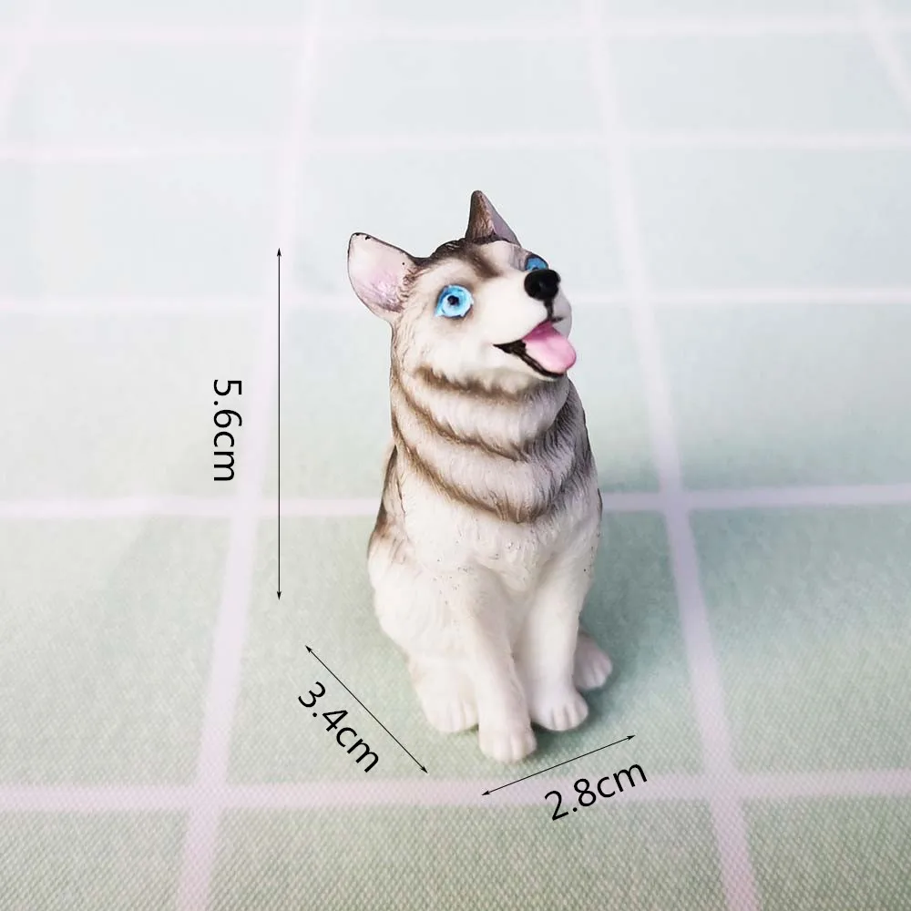 Cat Husky Dog Bonsai Ornament Animal Model Figurine Home Glass Decor Miniature Craft Garden Fairy Decoration DIY Accessories - Цвет: dog A