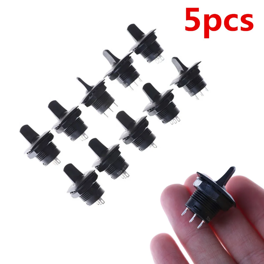 5Pcs SPDT Panel Mount SCI R13-402 15mm ON-ON 3Pin 2Position Maintained Round Toggle Black Switch Panel Thickness:6mm Max