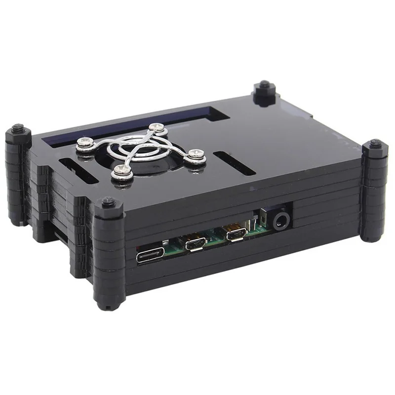 

for Raspberry Pi 4 Model B Case with Cooling Fan, Acrylic Cover Shell Box for Raspberry Pi 4 Computer Model B Only