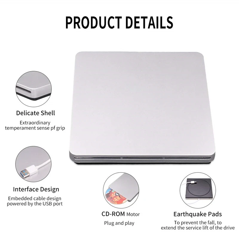 USB CD/DVD привод внешний CD/DVD RW записывающее устройство слот Загрузка DVD rom плеер для Apple Macbook ноутбук ПК windows