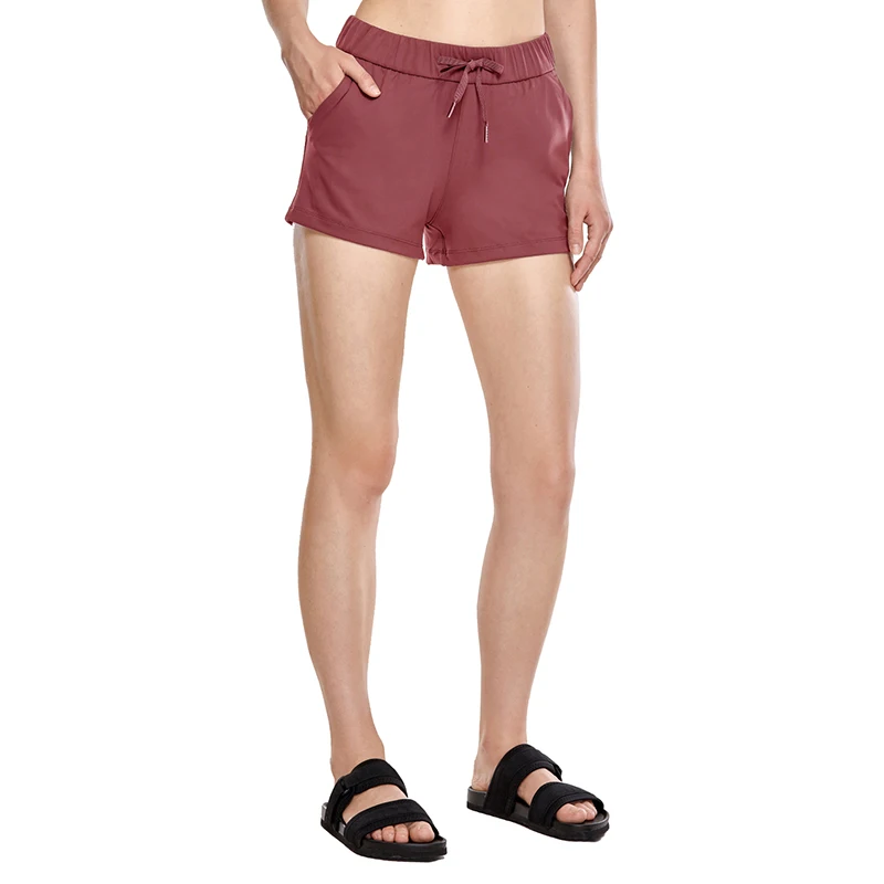 CRZ YOGA женские спортивные шорты со средней посадкой и карманами - Цвет: Misty Merlot06