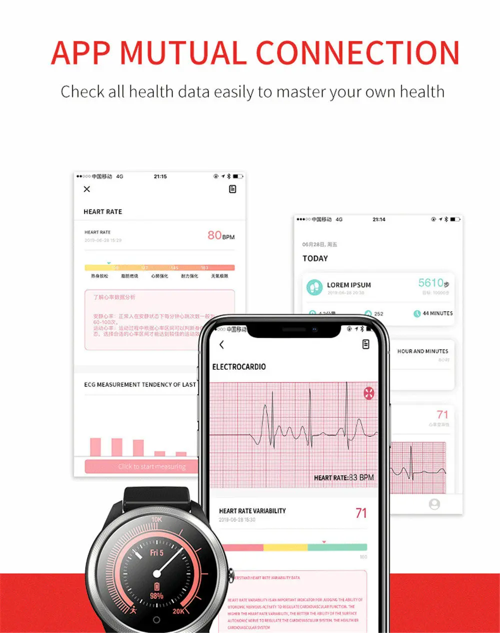 Interpad Смарт-часы ECG PGG монитор сердечного ритма умные часы фитнес-трекер наручные часы для samsung huawei Xiaomi Apple iphone