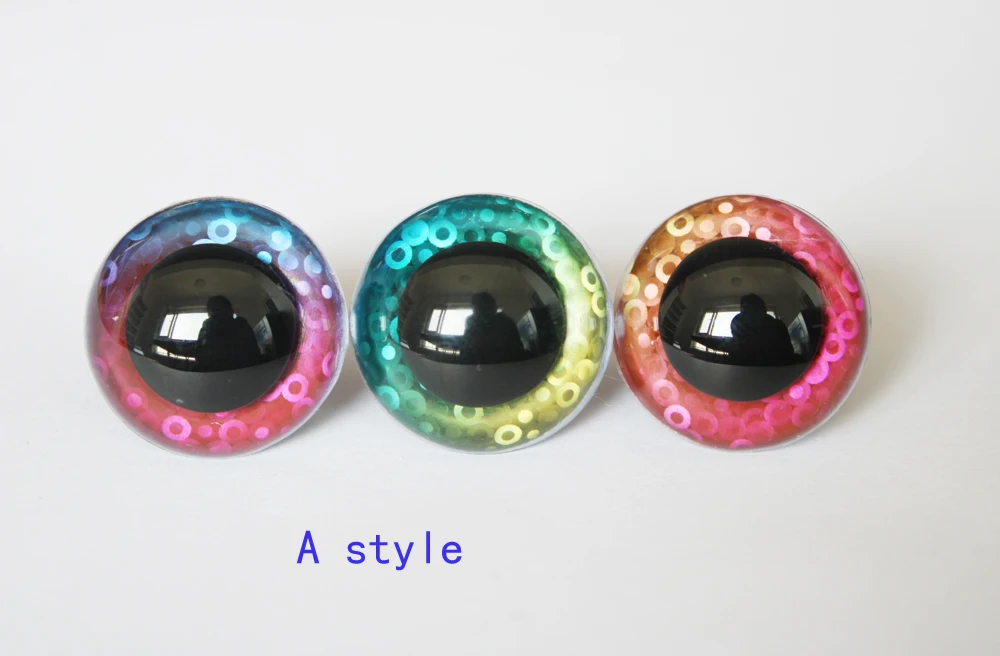 1pair-- 30mm/40mm/50mm big size round clear safety toy eyes +fabric+hard washer for diy doll findings--color by randomly 7