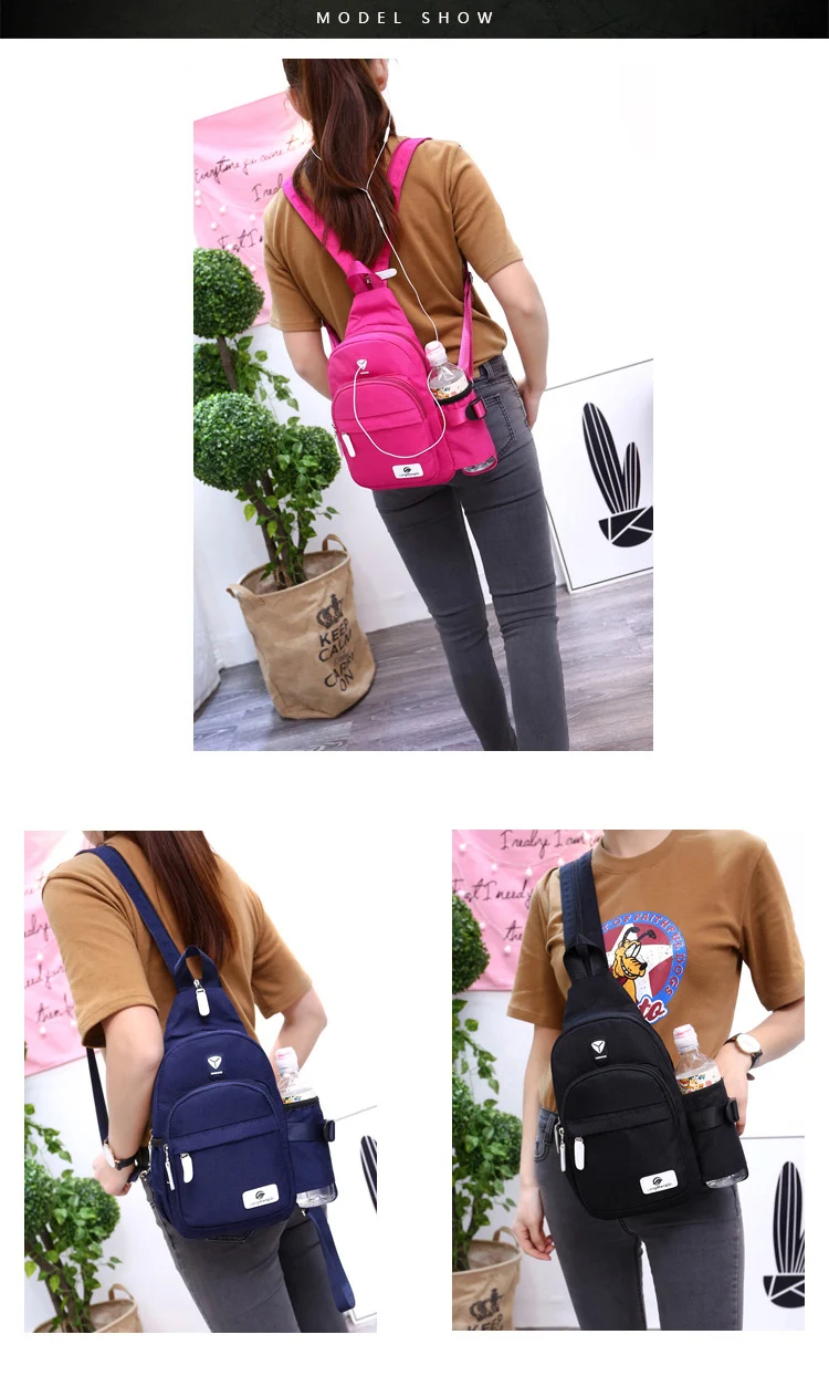 Crossbody Bags for Women Casual Nylon Chest Pack Korean Style Multifunctional Back Pack Travel Shoulder Bags Women's Handbags