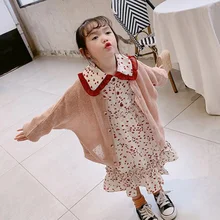 Новое поступление, осеннее платье с длинными рукавами и воротником для девочек Детские платья с узором в виде сердца