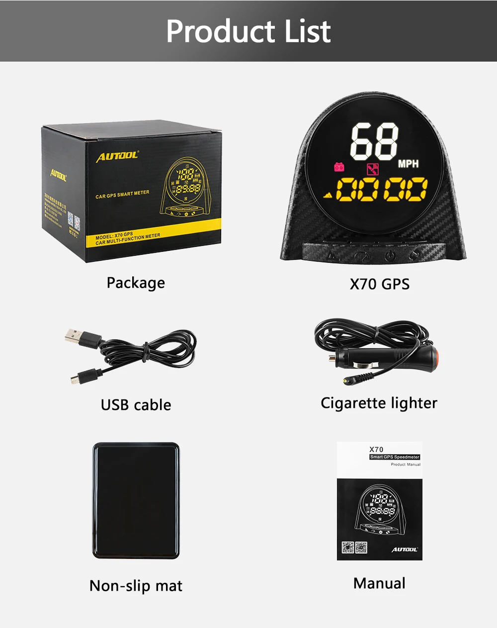 AUTOOL Автомобильный бортовой компьютер gps Speedmeter Hud Дисплей автомобильный проектор Цифровой дисплей компас высоты