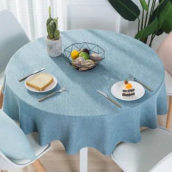 

Natural Hemp Round Table Cloth Dinning Tablecloth Table Cover For Home Photography Decoration