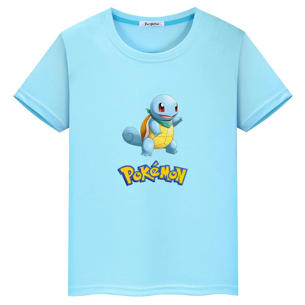 10 Squirtle Аниме Пикачу чармандер, генгар, с принтом Детские футболки для мальчиков и девочек, Рубашка с короткими рукавами футболка детские хлопковые топы-весеннее платье-пачка - Цвет: 10