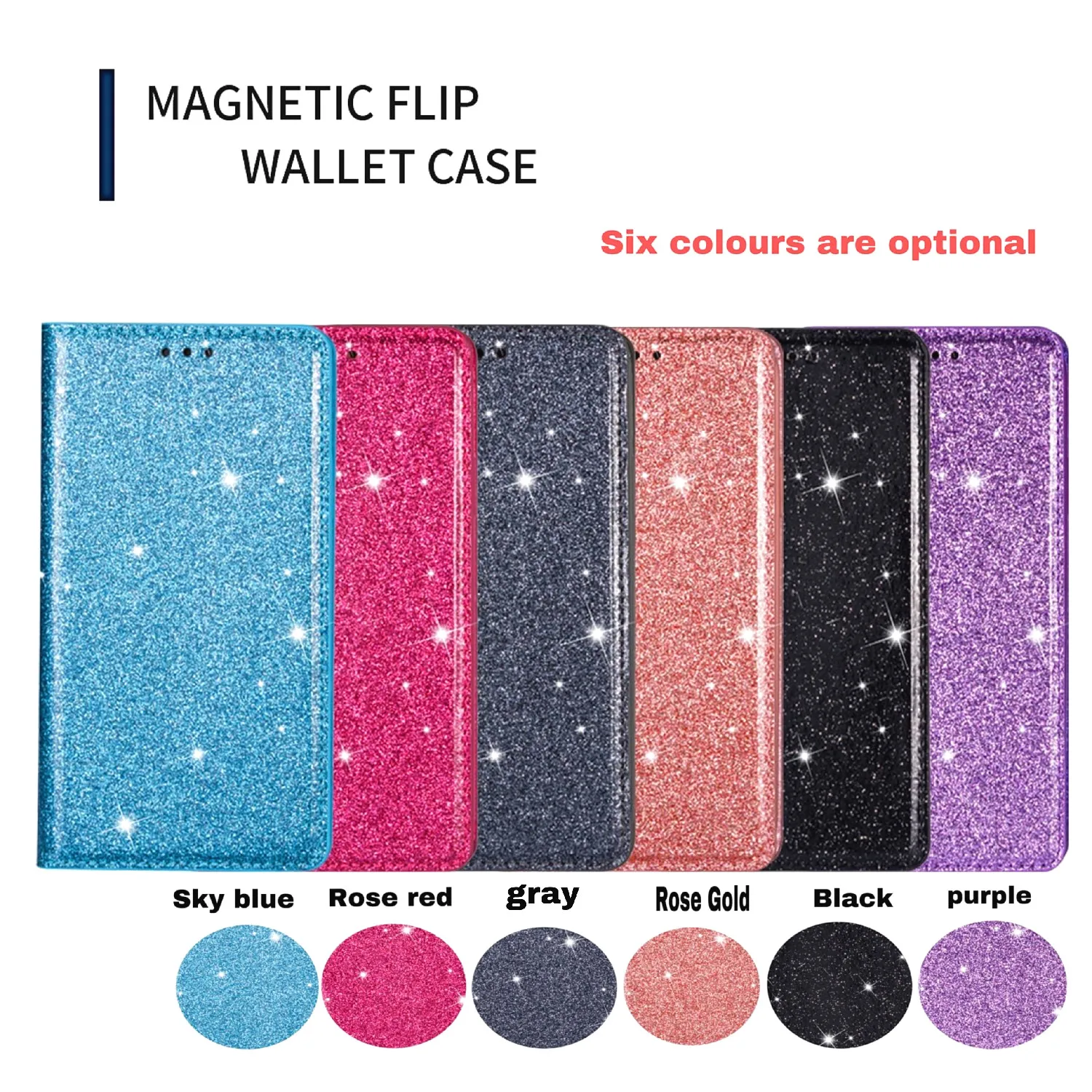 Glitter Leather Magnetic Flip Case for iPhone 16 15 14 13 11 12 Pro Max XR XS SE 8 7 Plus 16E Bling Wallet Card Holder Cover phone case leather phone case leather wallet case leather case