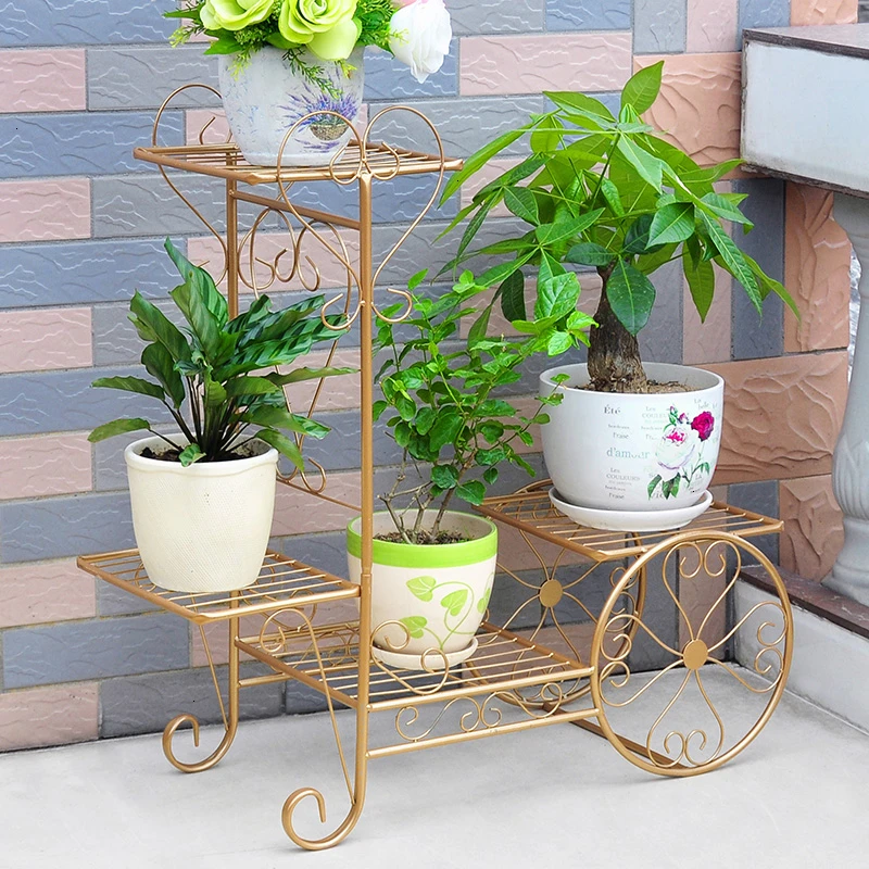 Multi-storey Indoor Landing Type Iron Art Flower Rack European Style Living Room Balcony Green Function Flowerpot Frame