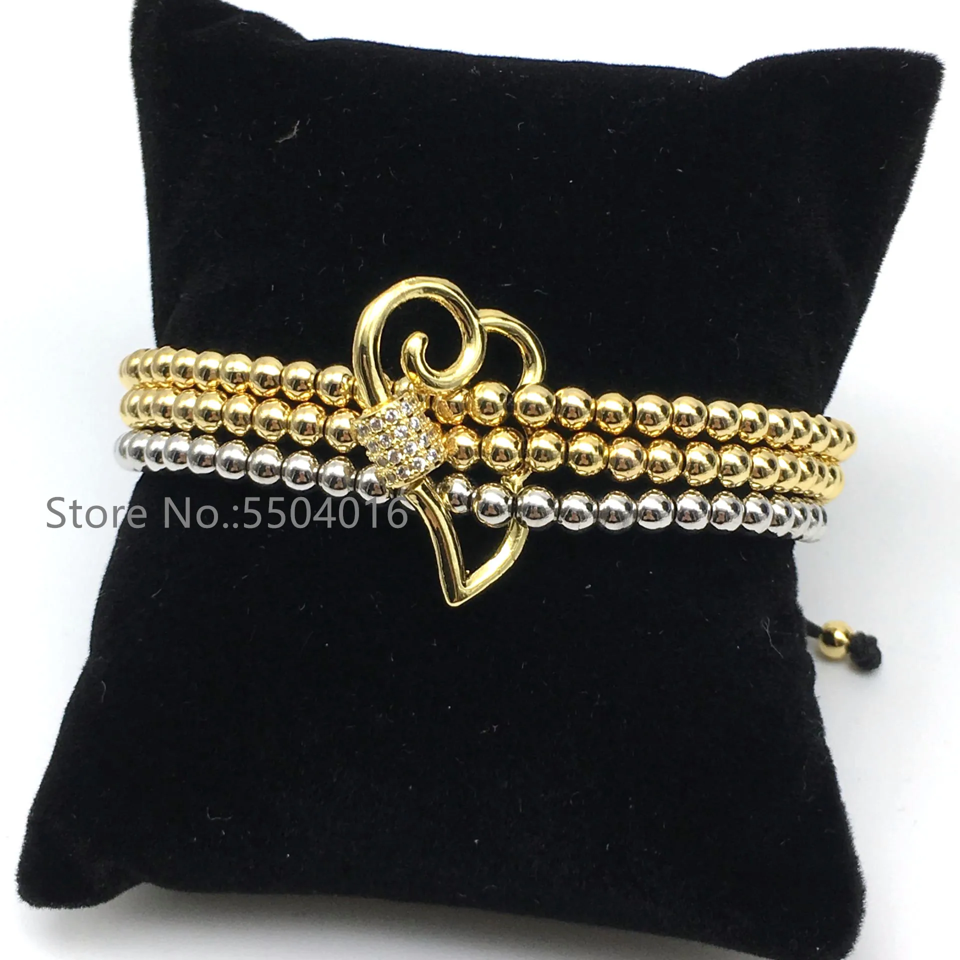Cloud Shape CZ Lock Screw Clasps bracelets,4mm Brass Beads Women Men