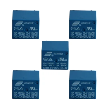 

5Pcs DC12V 10A 5 Pins Relay High Current Coil Power PCB SRD-12VDC-SL-C 40JE